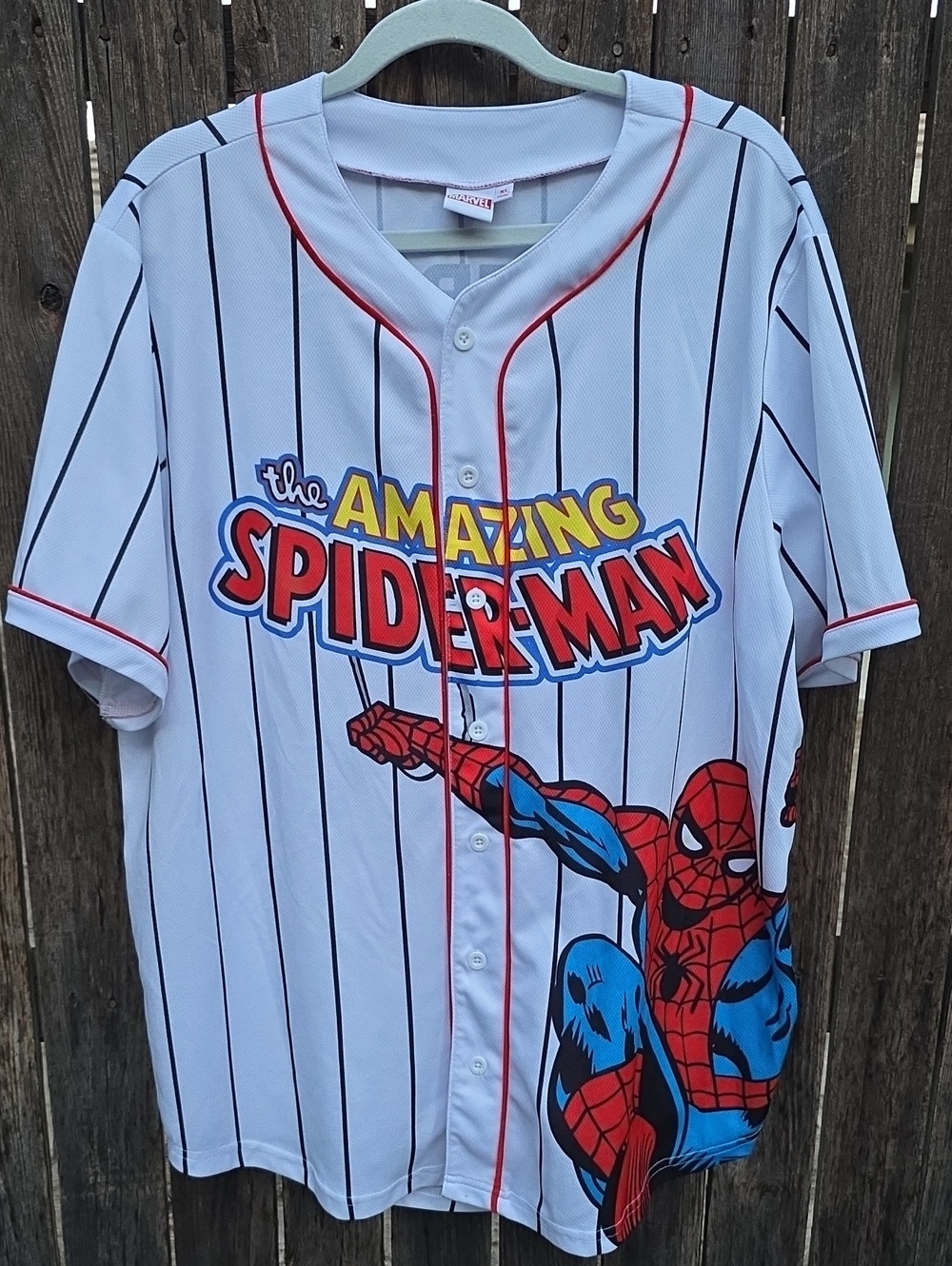 Marvel The Amazing Spider-Man White & Red Baseball Jersey